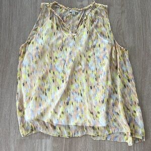 Lucky Brand Top | Large | Yellow, Light Pink, Light Brown, White